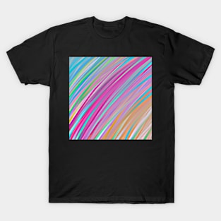 Rainbow lines print, diagonal lines with oil effect T-Shirt